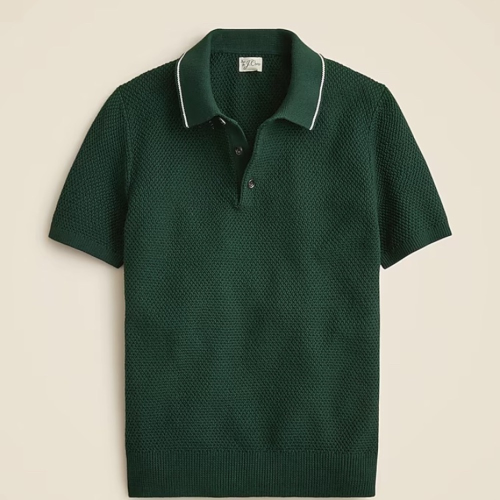 J. Crew Cotton Seed Stitch Polo sz Large NWT